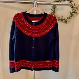 Talbots Fair Isle cardigan sweater-large-Nordic pattern-large